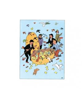 POSTAL DOBLE FELICES PASCUAS - easter-double-postcard-tintin-with-his-friends-32051-175x125cm