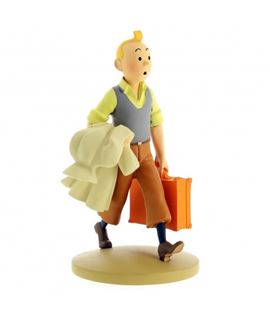 FIGURA TF1 RESINA - TINTÍN CON MALETA - figura-de-coleccion-tintin-en-ruta-moulinsart-42217-2018