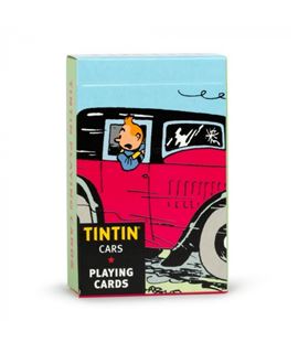EXPOSITOR DE 12 BARAJAS (6x2) CARTAS TINTÍN: COCHES Y FAMILIA (FRANCÉS) - juego-de-54-cartas-de-baraja-francesa-tintin-los-coche